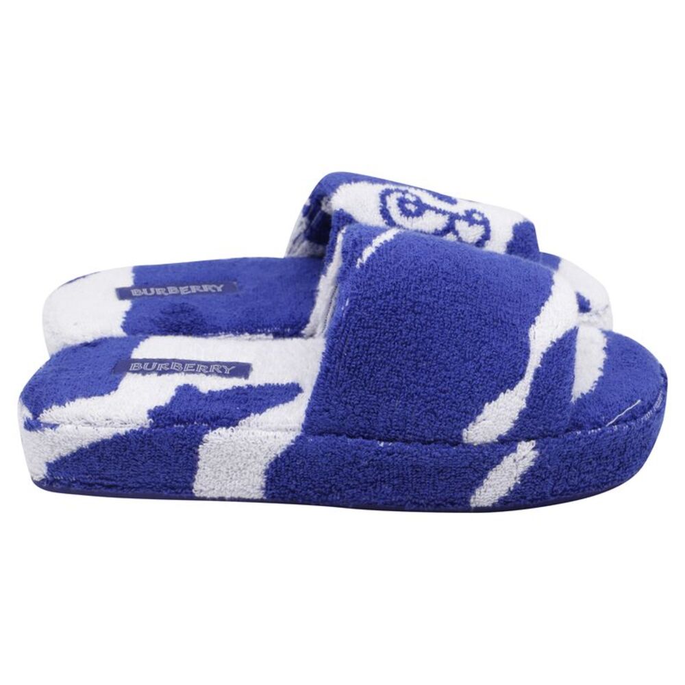 Burberry Snug Towelling Slippers in Blue Cotton